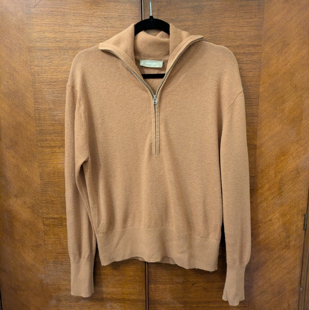 Everlane Women's Camel Zip-Up Sweater
